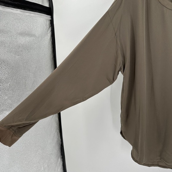 Ann Taylor LOFT Green Satin Crew Neck Long Sleeve Button Back Career Top Medium - Picture 4 of 11